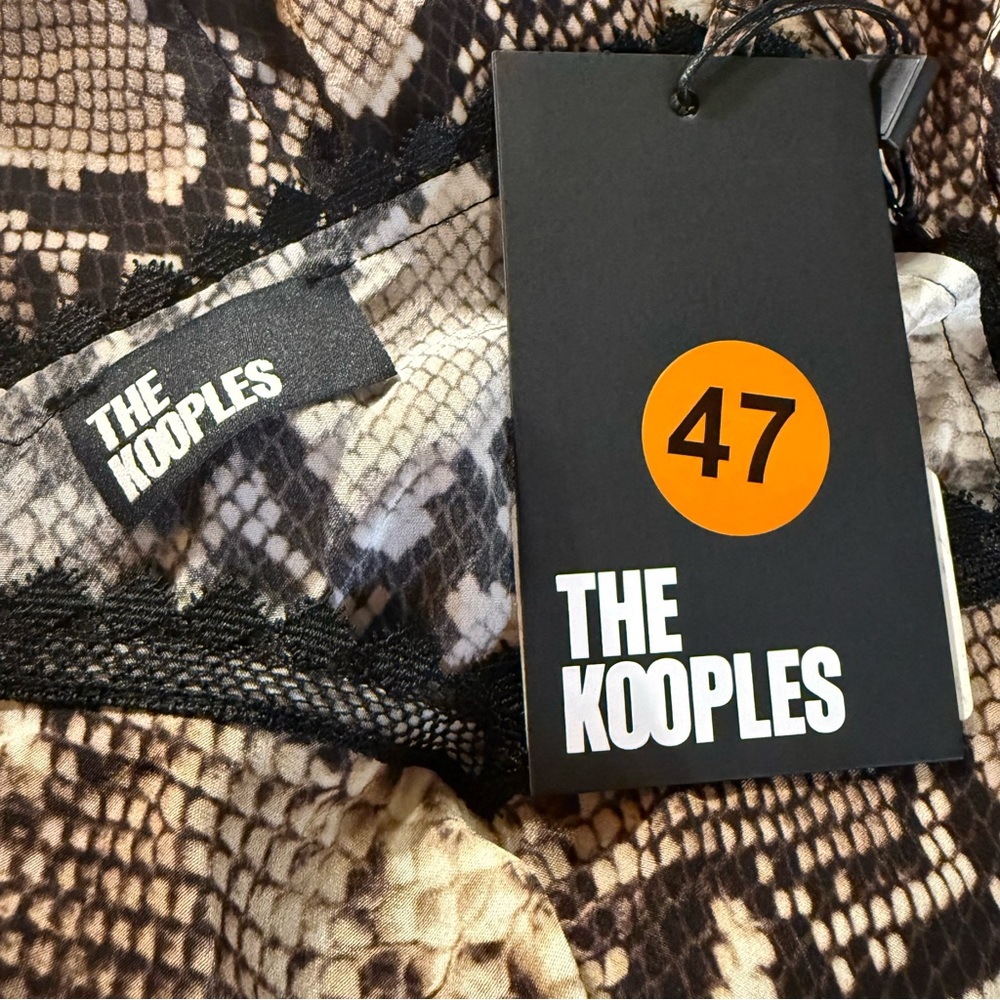 The Kooples 100% Silk Snake Print Slip  Midi Dress Lace Trim NWT - Picture 6 of 7